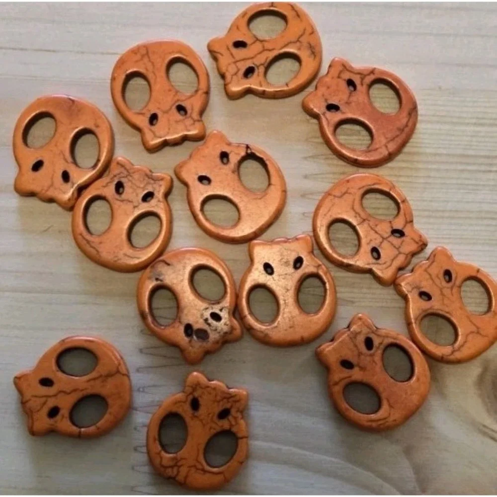 Assorted Skull Gothic Day of the Dead Stone Beads Lot of 258 Various Sizes